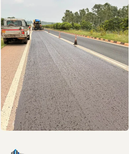 Road micro-surfacing work in progress