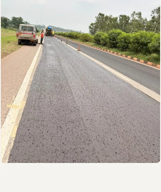 Pavement work along a roadside
